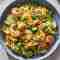 Mango salad with shrimps, salmon